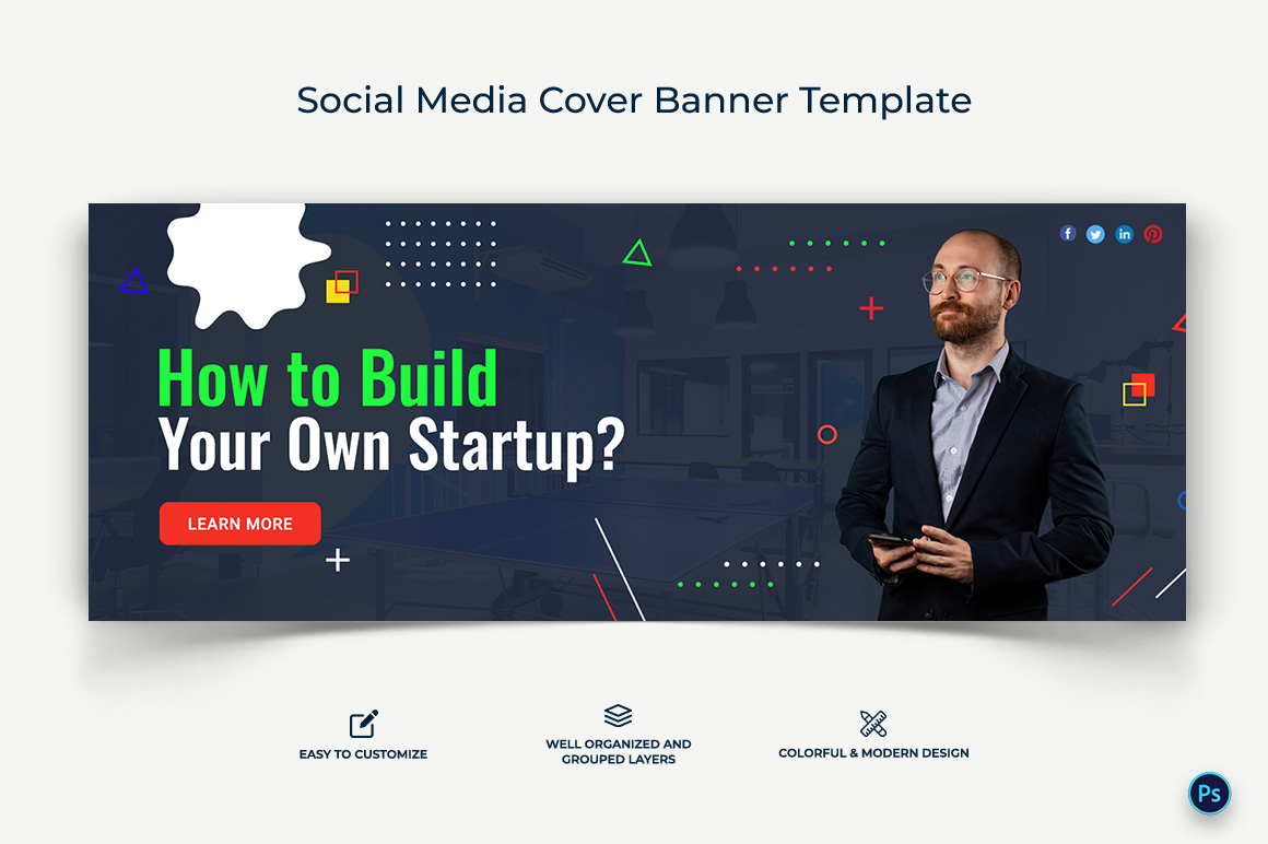 Startup Business Facebook Cover Banner Design Template-17