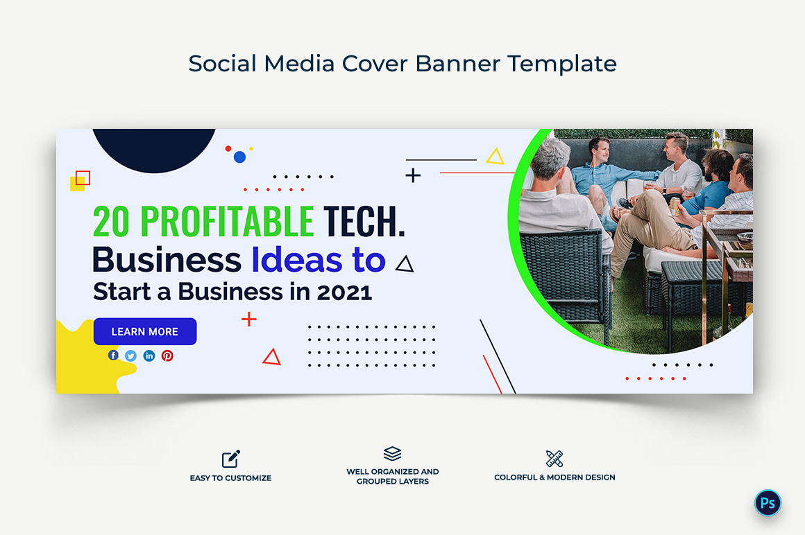 Startup Business Facebook Cover Banner Design Template-18