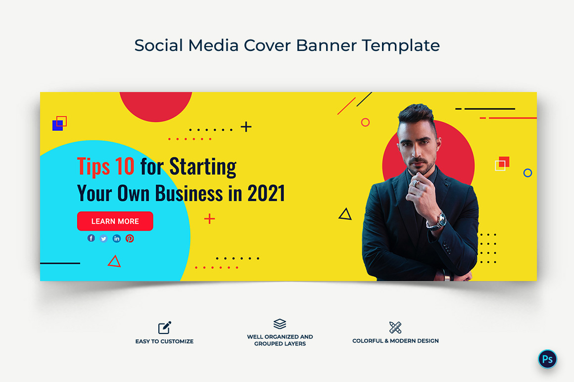 Startup Business Facebook Cover Banner Design Template-19