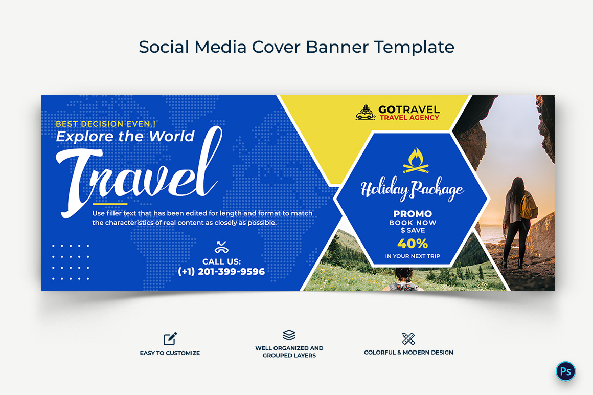 Travel Facebook Cover Banner Design Template-19