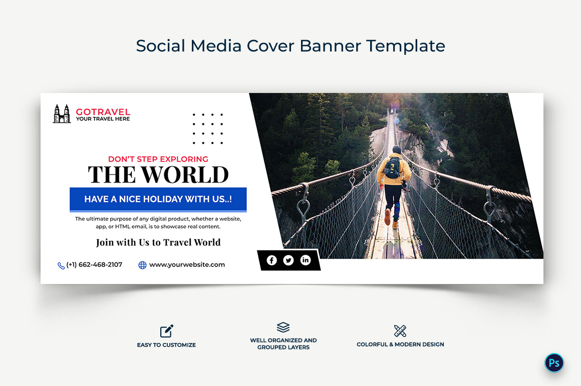 Travel Facebook Cover Banner Design Template-24