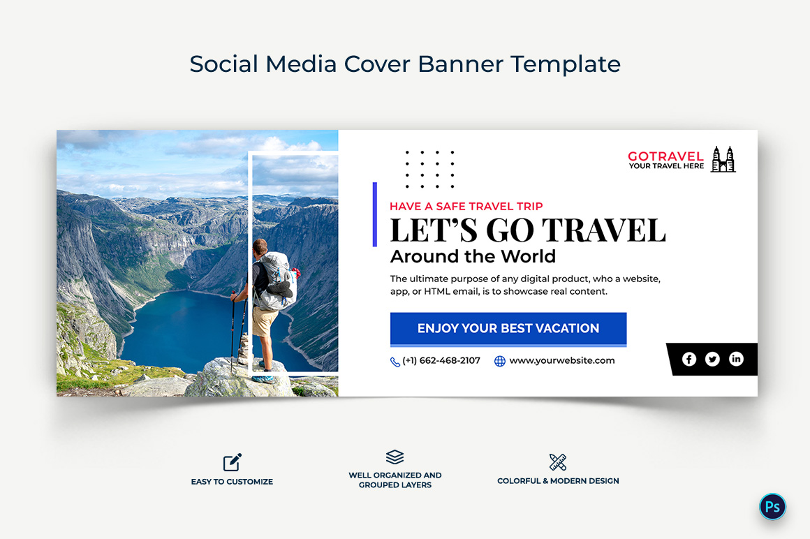 Travel Facebook Cover Banner Design Template-26