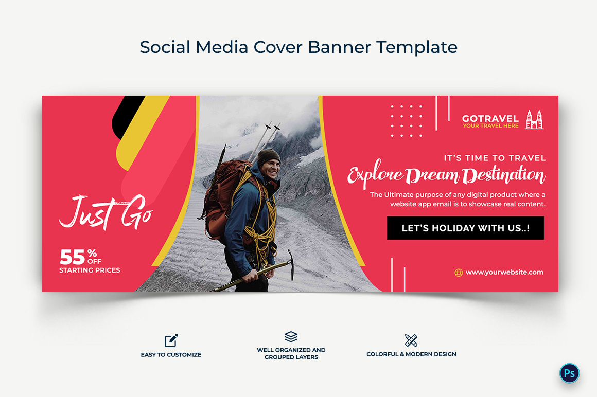 Travel Facebook Cover Banner Design Template-30