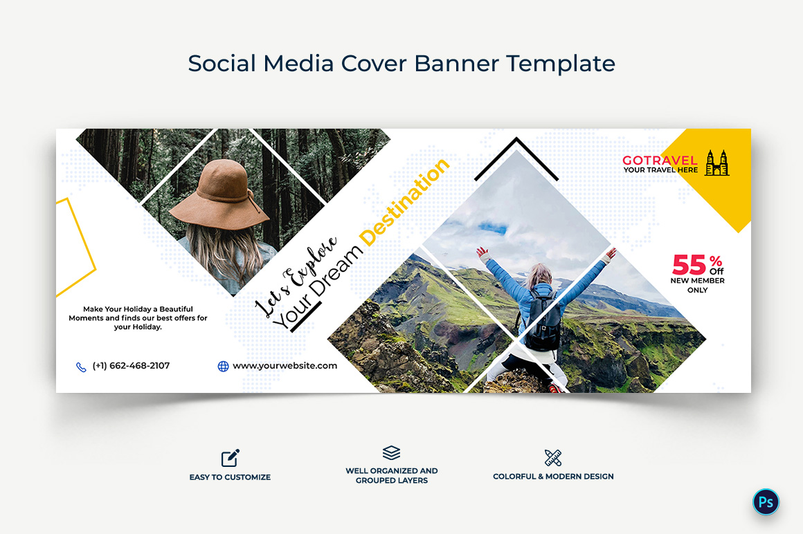 Travel Facebook Cover Banner Design Template-32