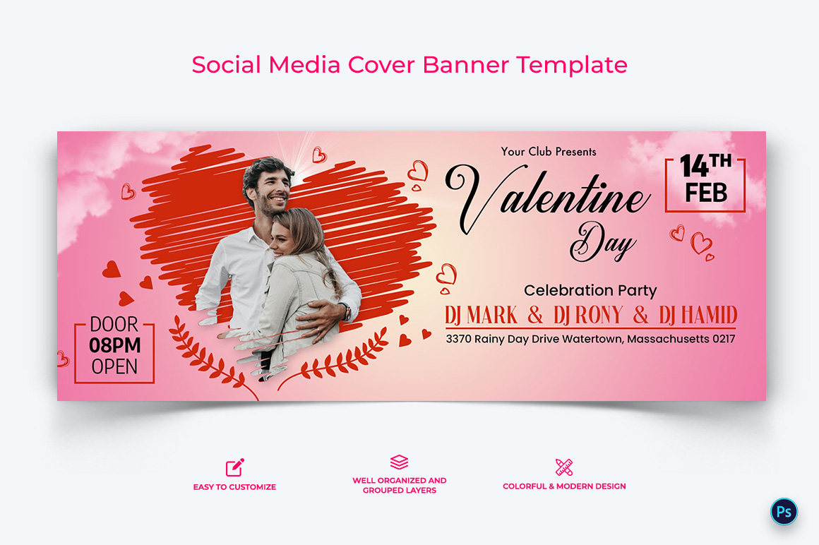 Valentines Day Facebook Cover Banner Design Template-01