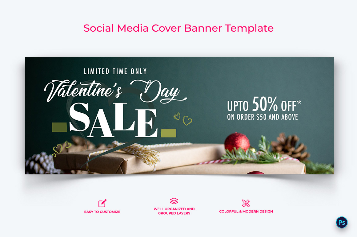 Valentines Day Facebook Cover Banner Design Template-03