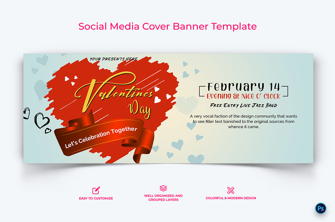 Valentines Day Facebook Cover Banner Design Template-05