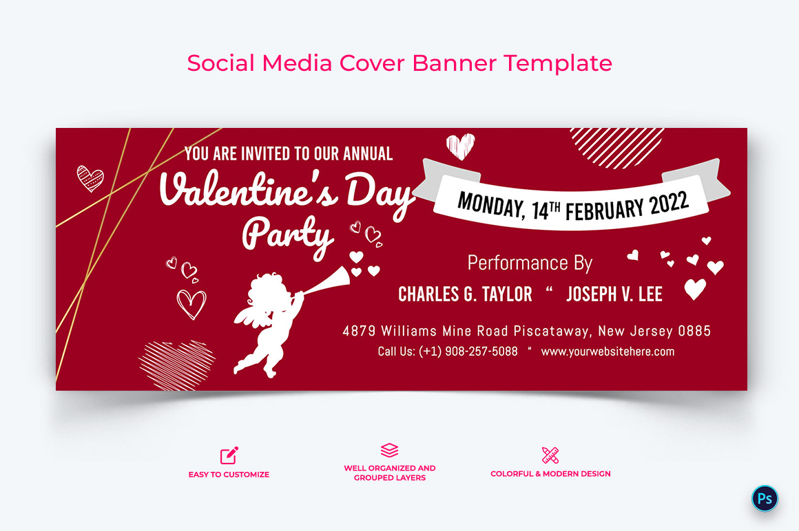 Valentines Day Facebook Cover Banner Design Template-09