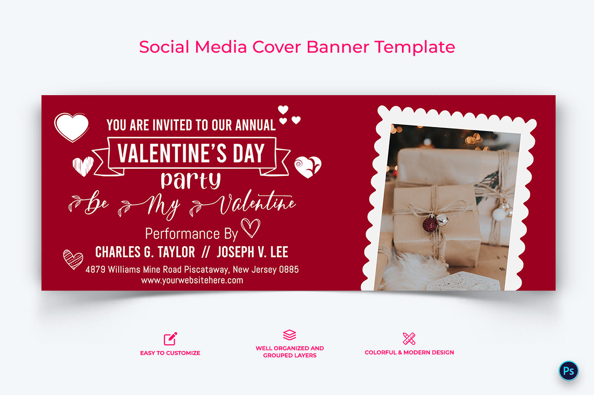 Valentines Day Facebook Cover Banner Design Template-10