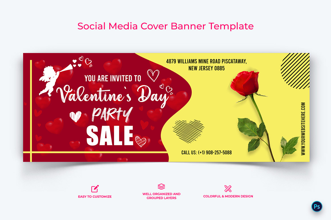 Valentines Day Facebook Cover Banner Design Template-12