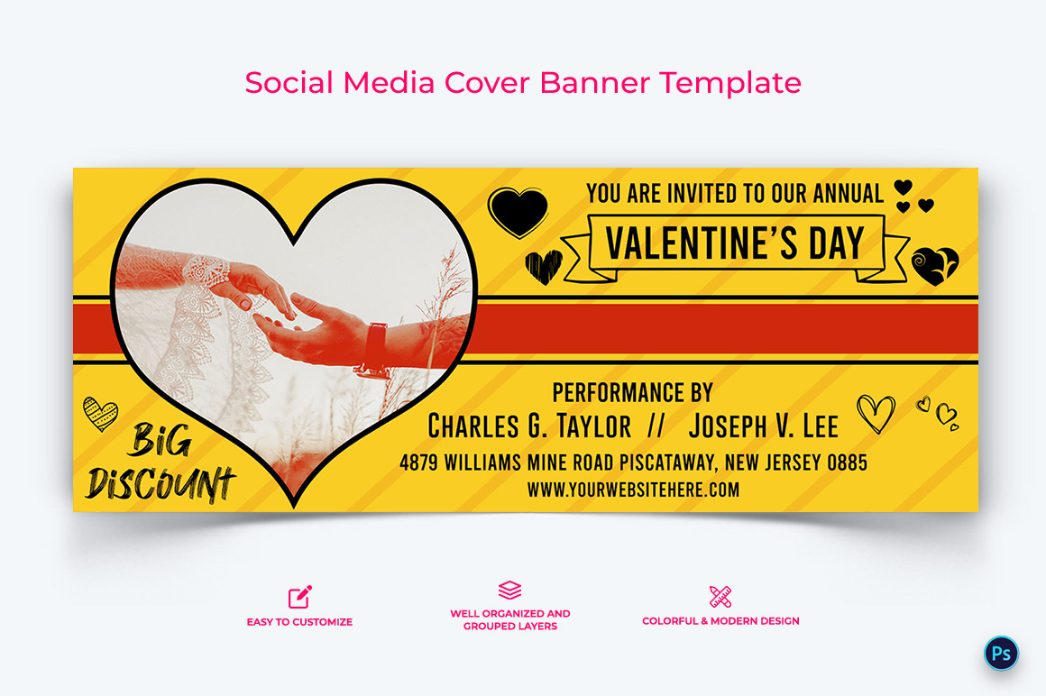 Valentines Day Facebook Cover Banner Design Template-13