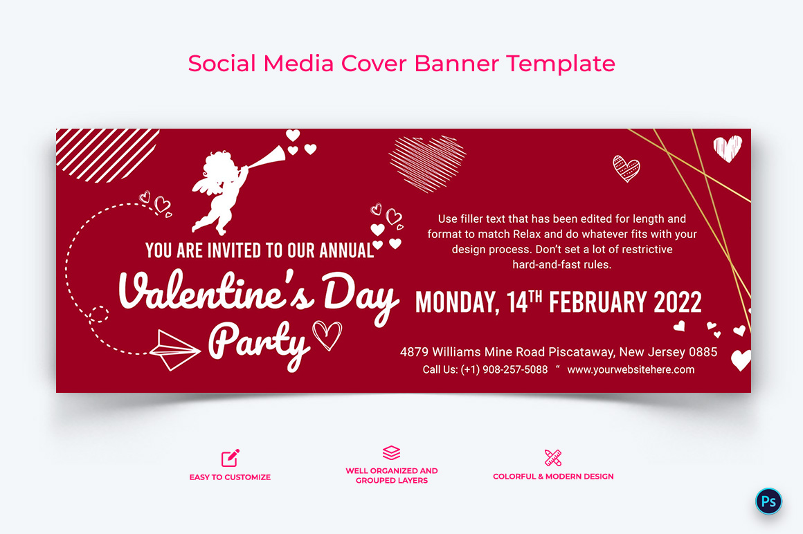 Valentines Day Facebook Cover Banner Design Template-14