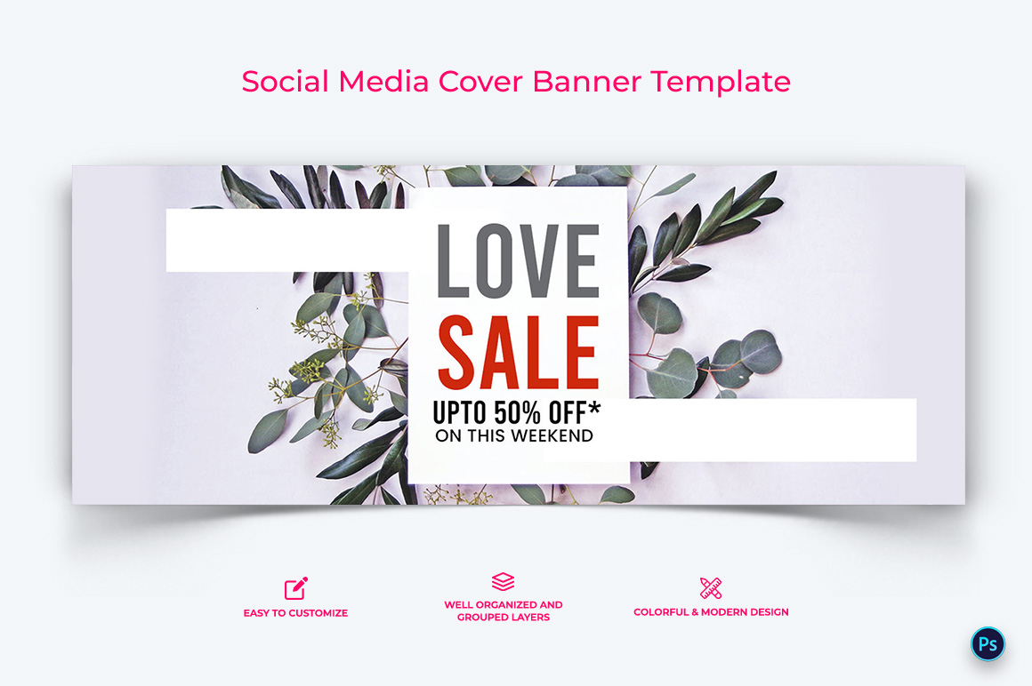 Valentines Day Facebook Cover Banner Design Template-16