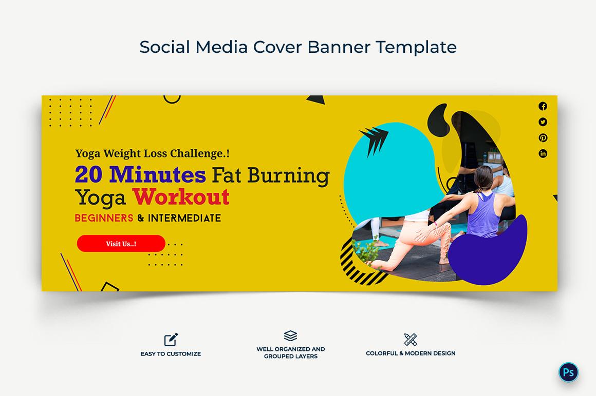 Yoga and Meditation Facebook Cover Banner Design Template-02