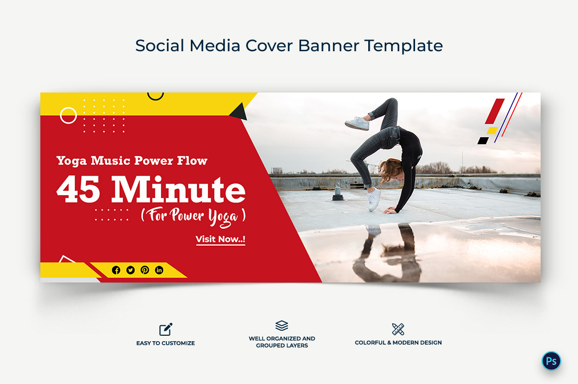 Yoga and Meditation Facebook Cover Banner Design Template-04