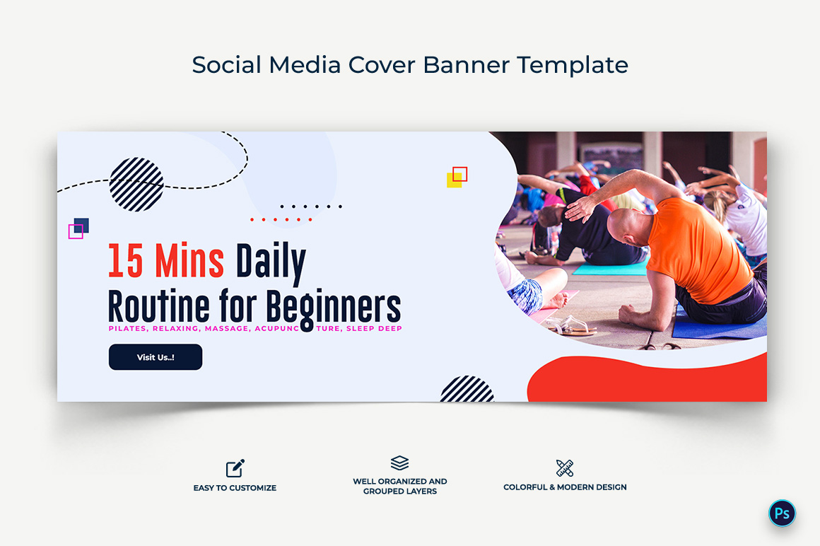 Yoga and Meditation Facebook Cover Banner Design Template-07