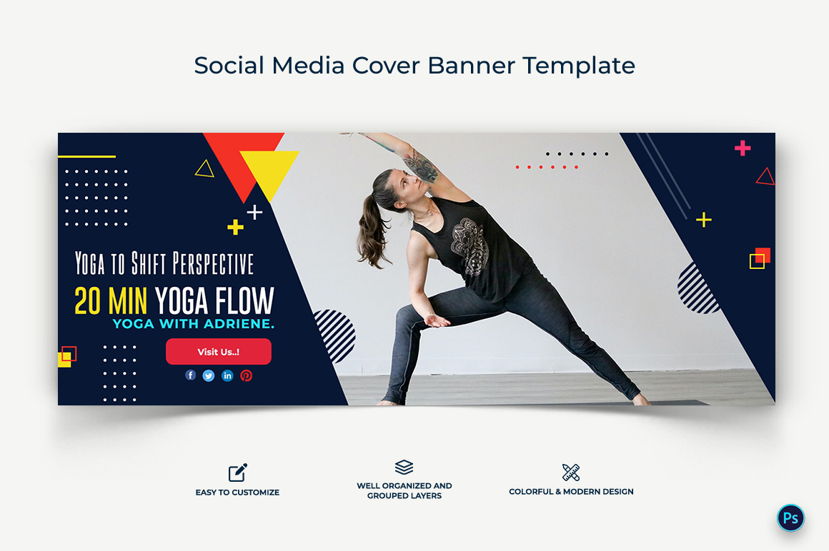 Yoga and Meditation Facebook Cover Banner Design Template-10