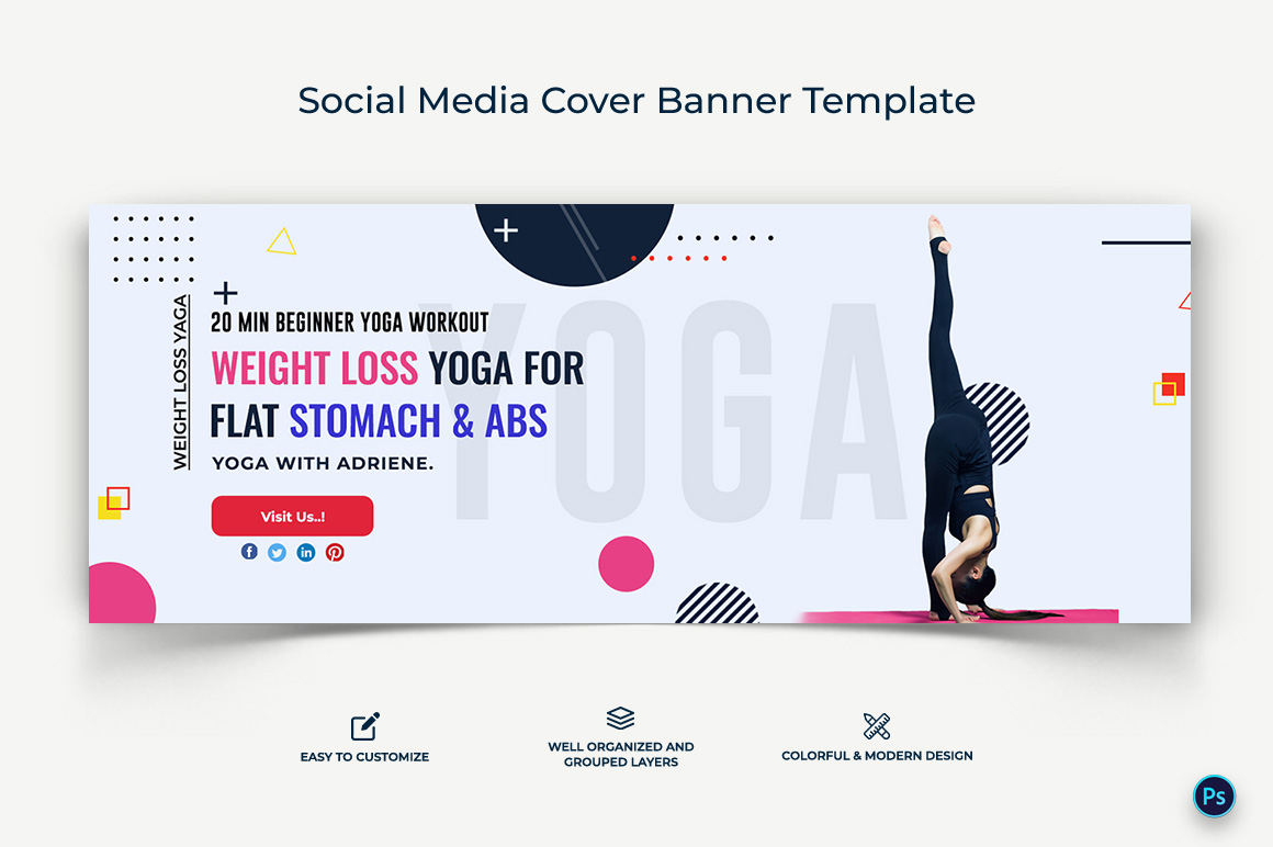 Yoga and Meditation Facebook Cover Banner Design Template-11