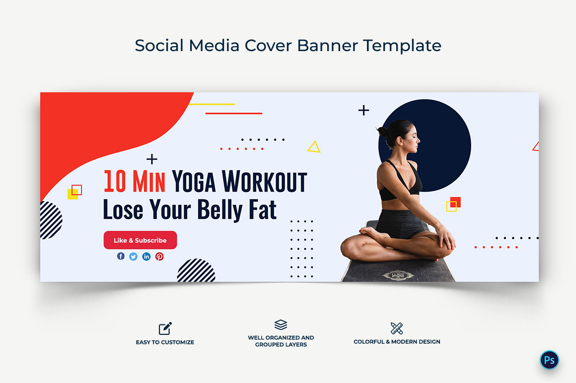 Yoga and Meditation Facebook Cover Banner Design Template-12