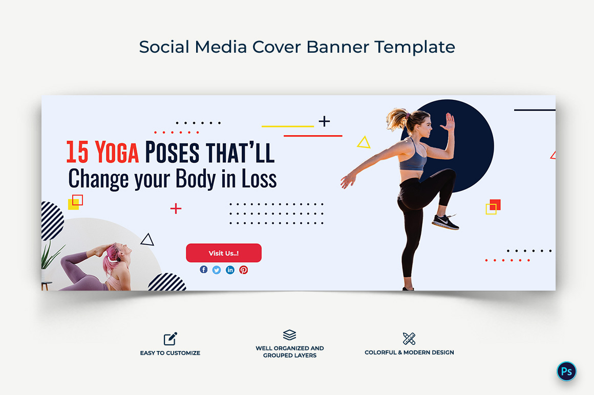 Yoga and Meditation Facebook Cover Banner Design Template-13