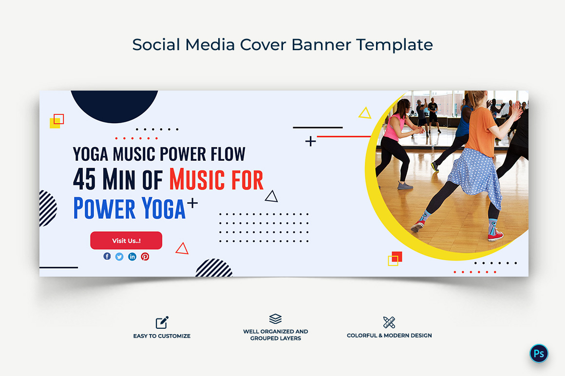 Yoga and Meditation Facebook Cover Banner Design Template-14