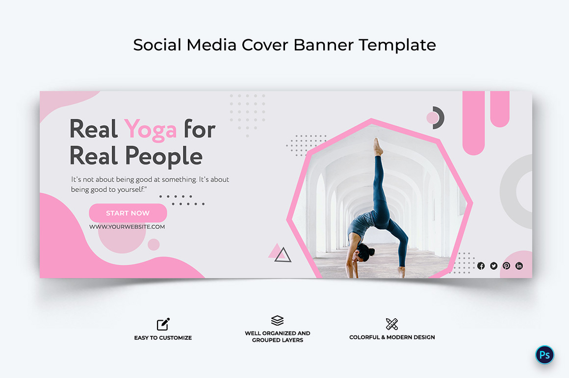 Yoga and Meditation Facebook Cover Banner Design Template-17