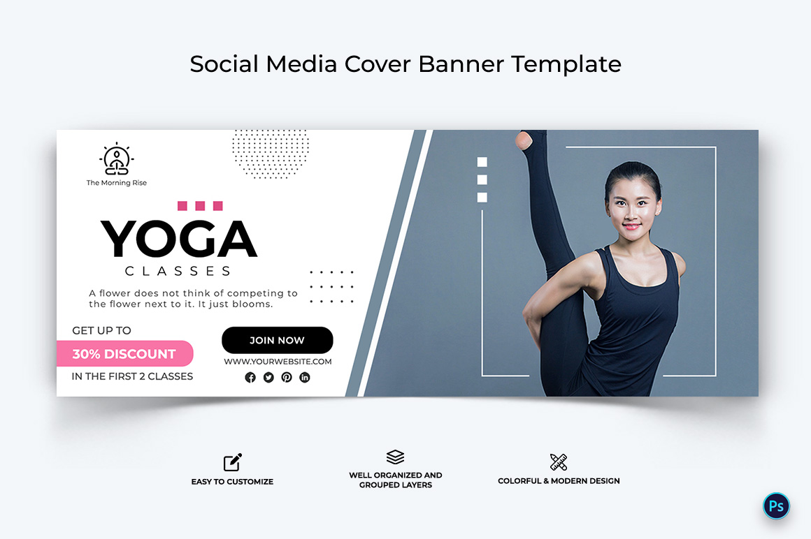 Yoga and Meditation Facebook Cover Banner Design Template-19