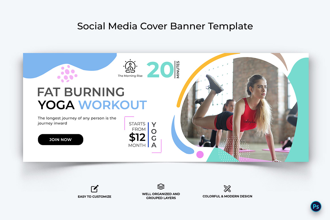 Yoga and Meditation Facebook Cover Banner Design Template-20