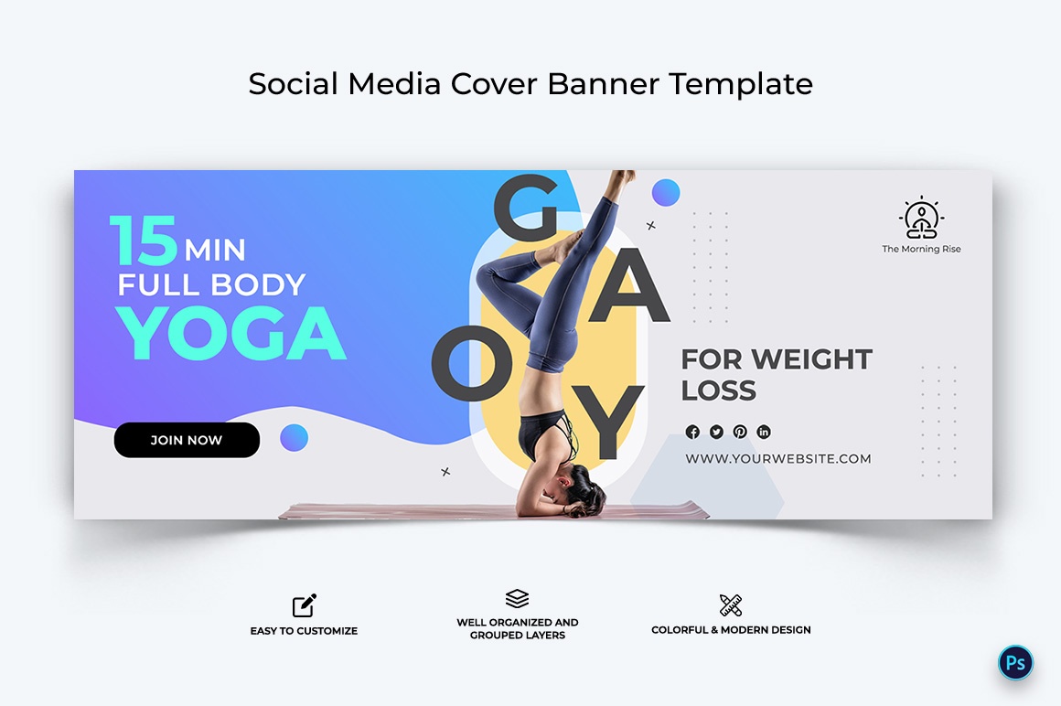 Yoga and Meditation Facebook Cover Banner Design Template-21