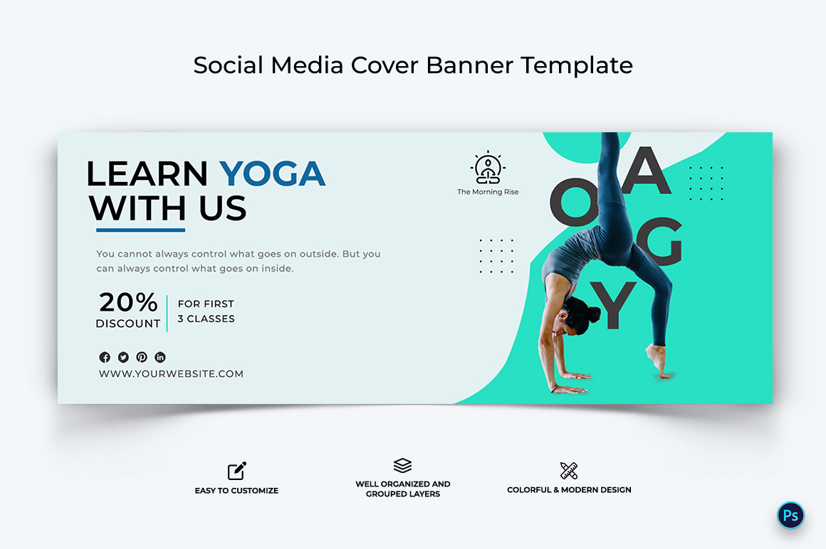 Yoga and Meditation Facebook Cover Banner Design Template-22