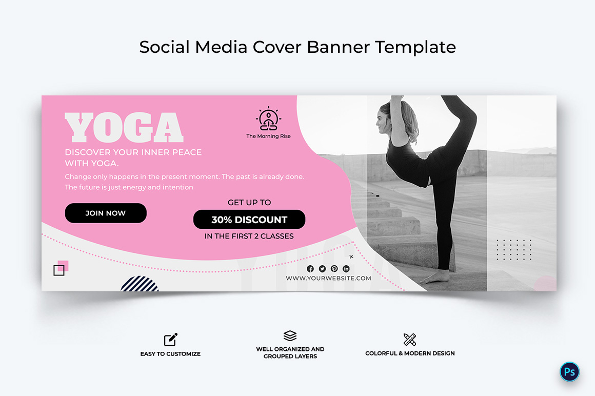 Yoga and Meditation Facebook Cover Banner Design Template-24