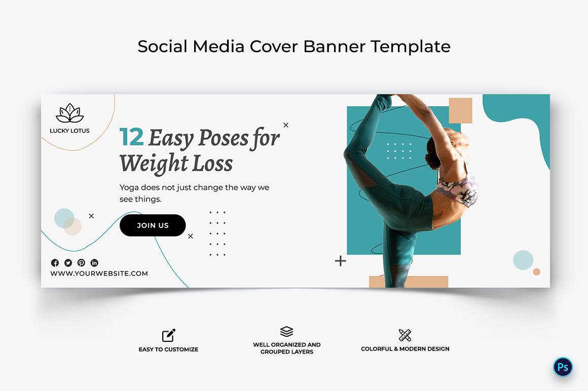 Yoga and Meditation Facebook Cover Banner Design Template-25