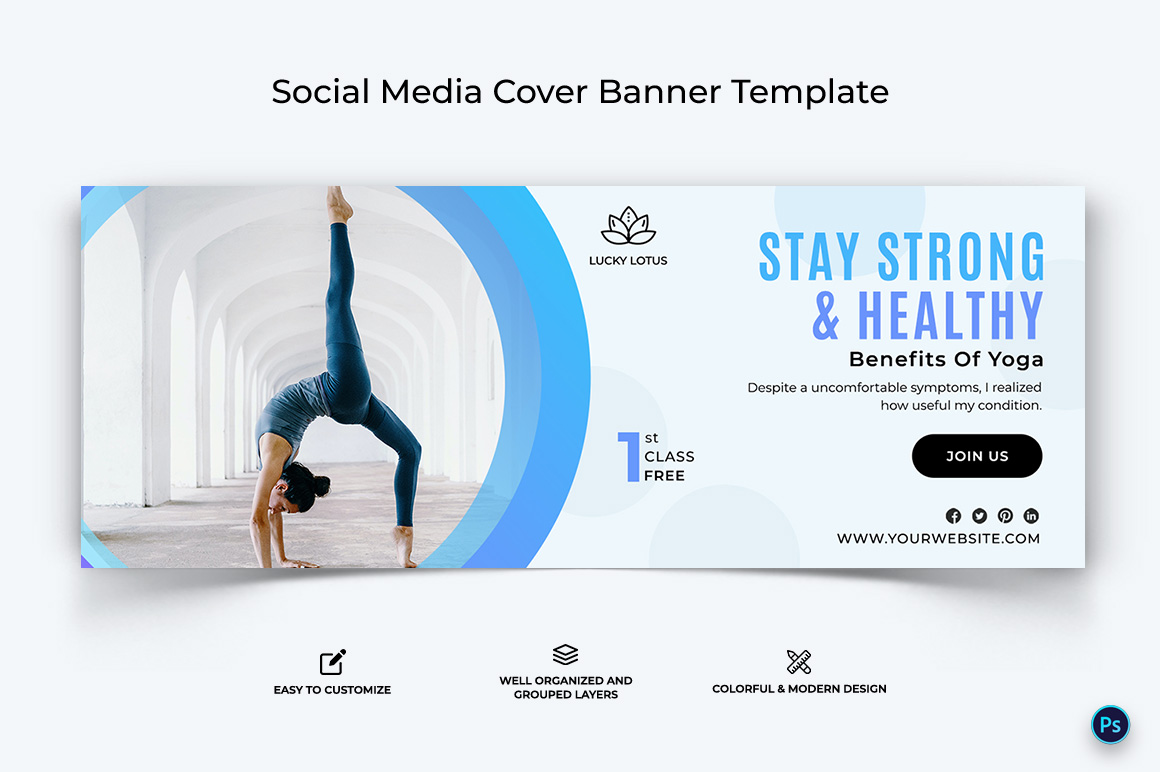 Yoga and Meditation Facebook Cover Banner Design Template-26