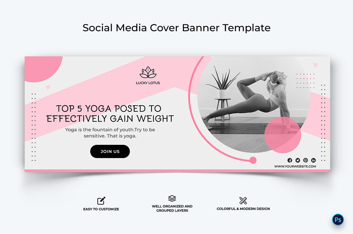 Yoga and Meditation Facebook Cover Banner Design Template-27