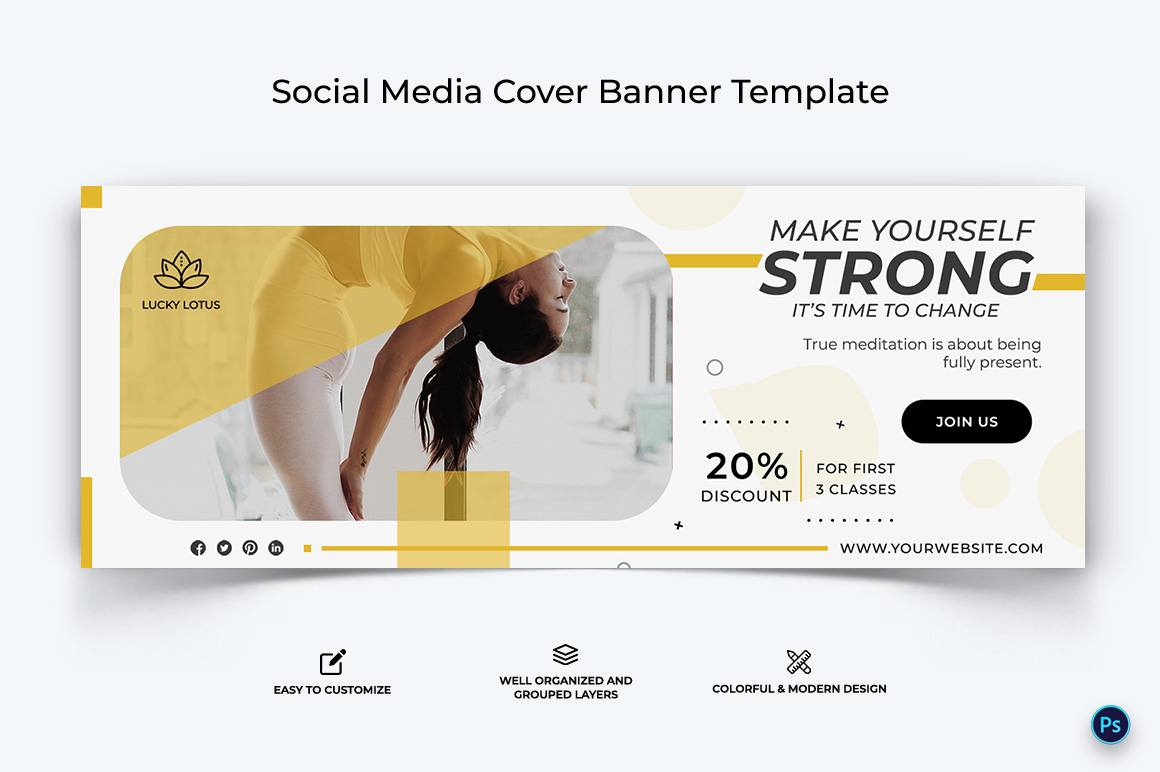 Yoga and Meditation Facebook Cover Banner Design Template-29