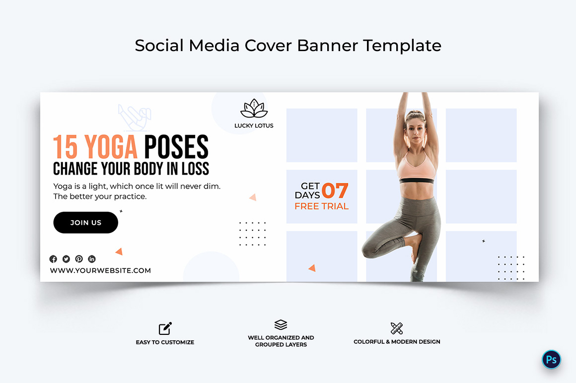 Yoga and Meditation Facebook Cover Banner Design Template-30