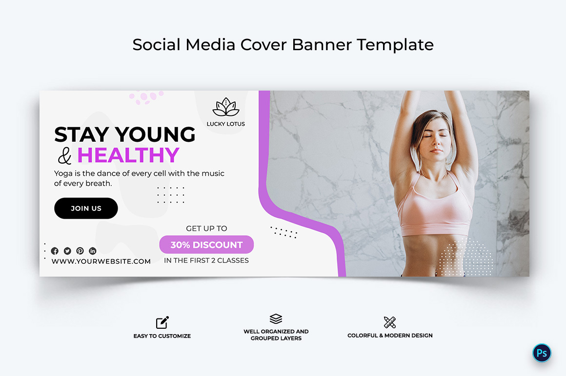 Yoga and Meditation Facebook Cover Banner Design Template-31