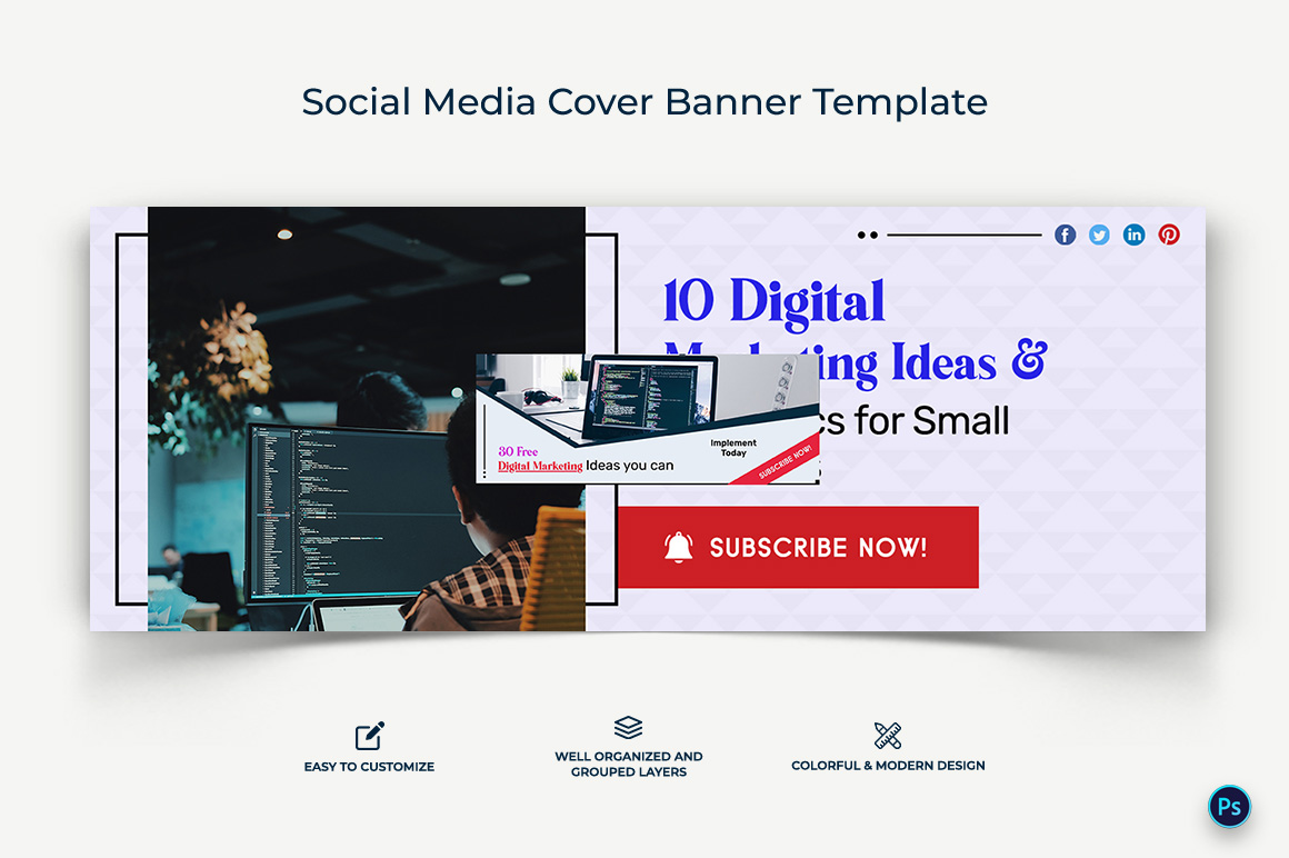 Digital Marketing Facebook Cover Banner Design Template-12