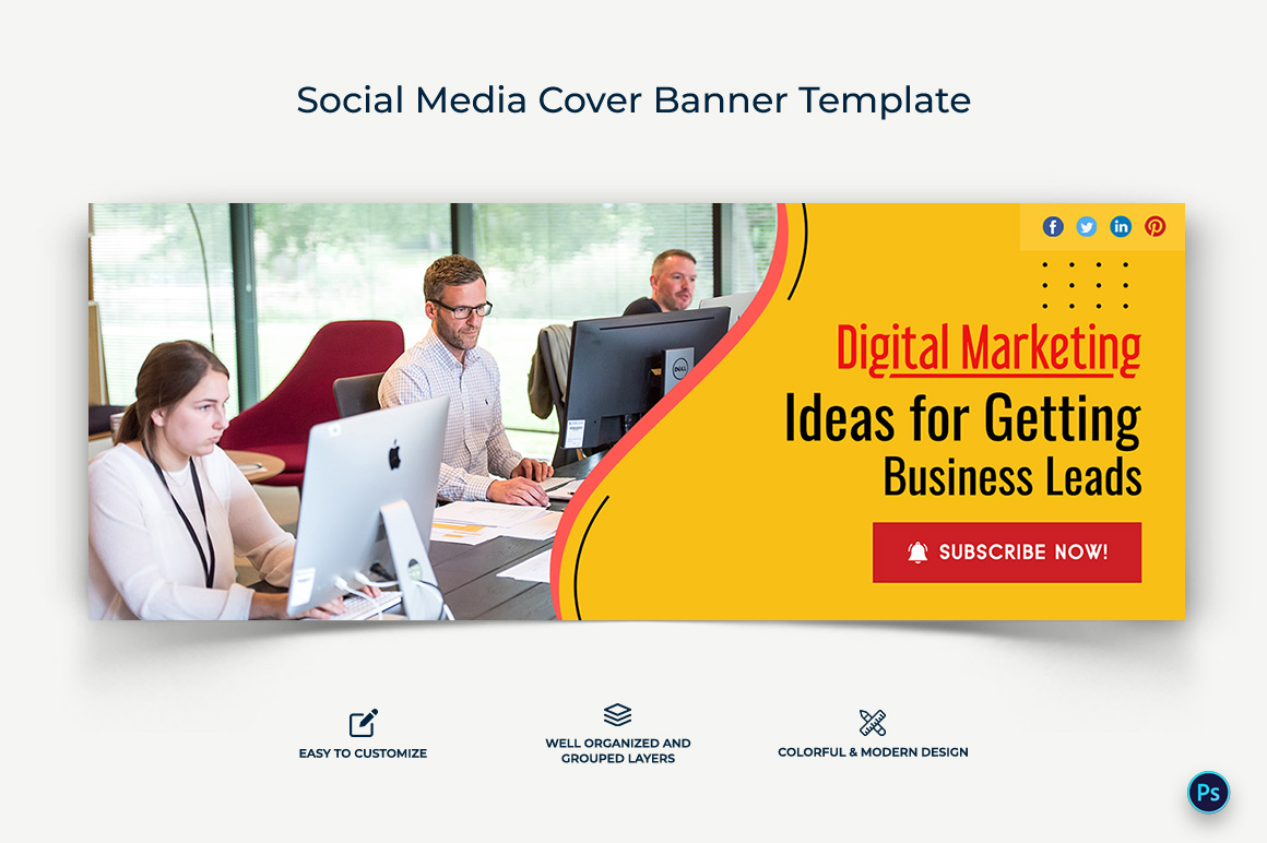 Digital Marketing Facebook Cover Banner Design Template-14