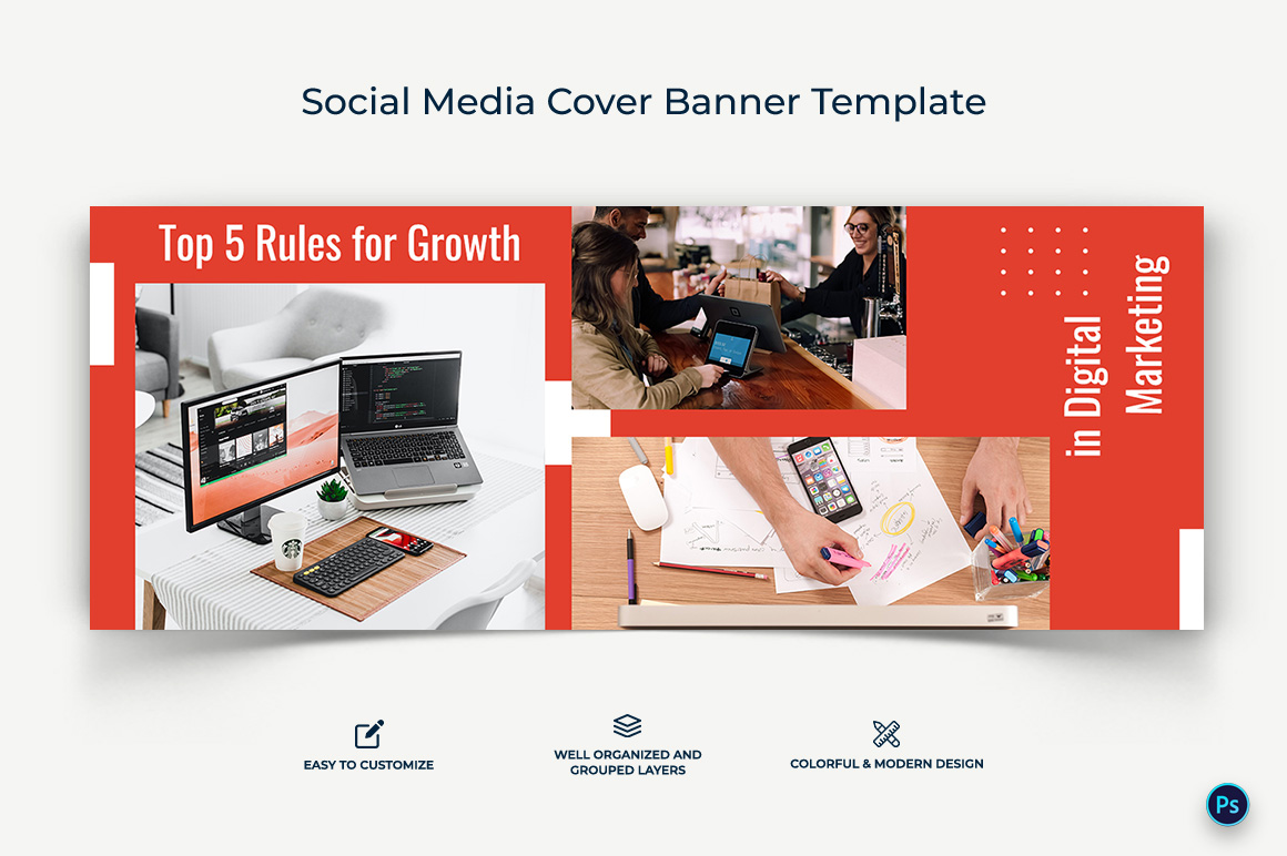 Digital Marketing Facebook Cover Banner Design Template-18