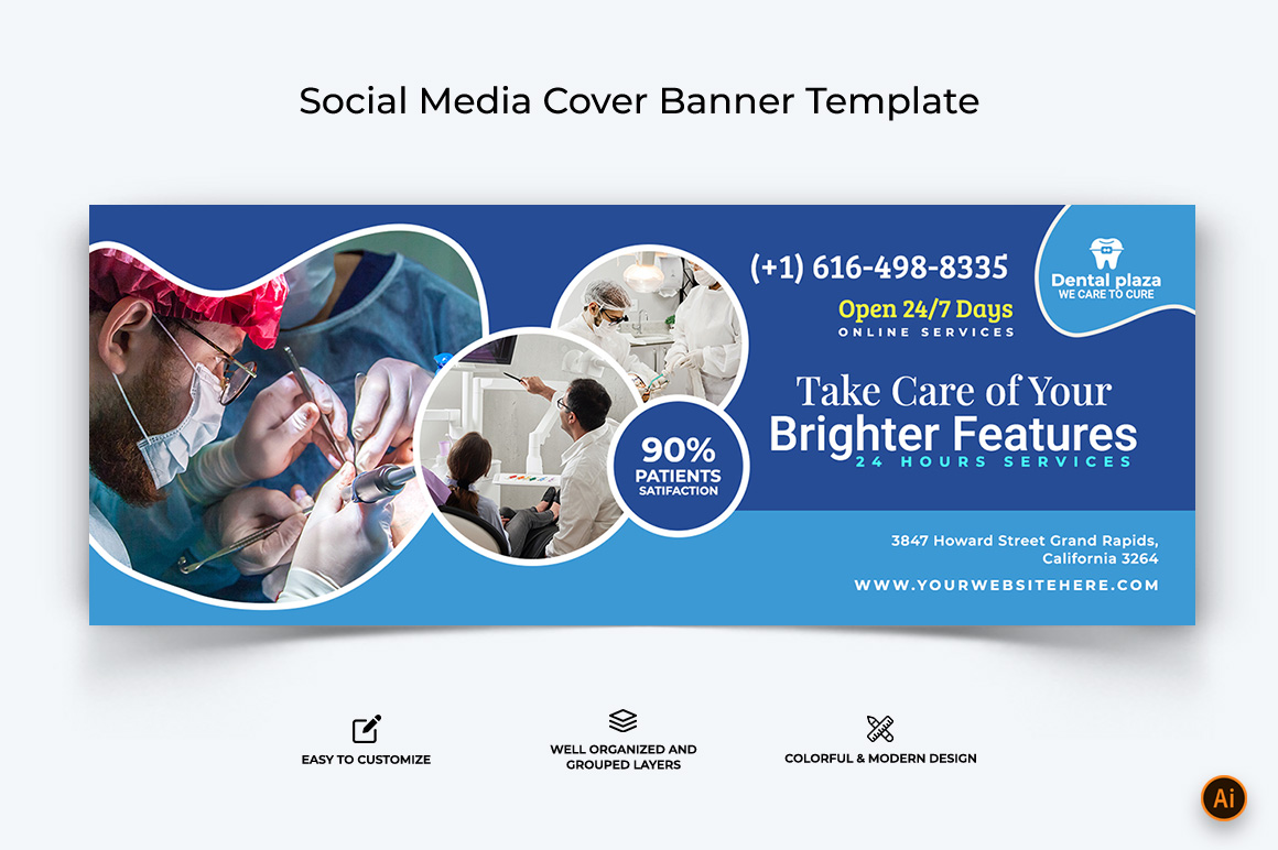 Dental Care Facebook Cover Banner Design-01