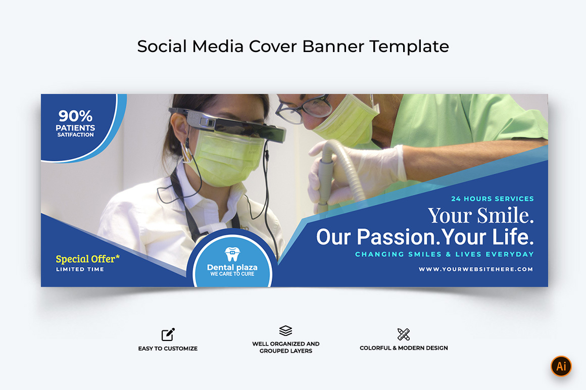 Dental Care Facebook Cover Banner Design-07