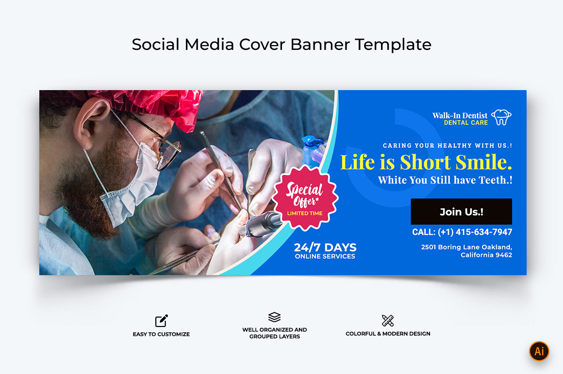 Dental Care Facebook Cover Banner Design-12