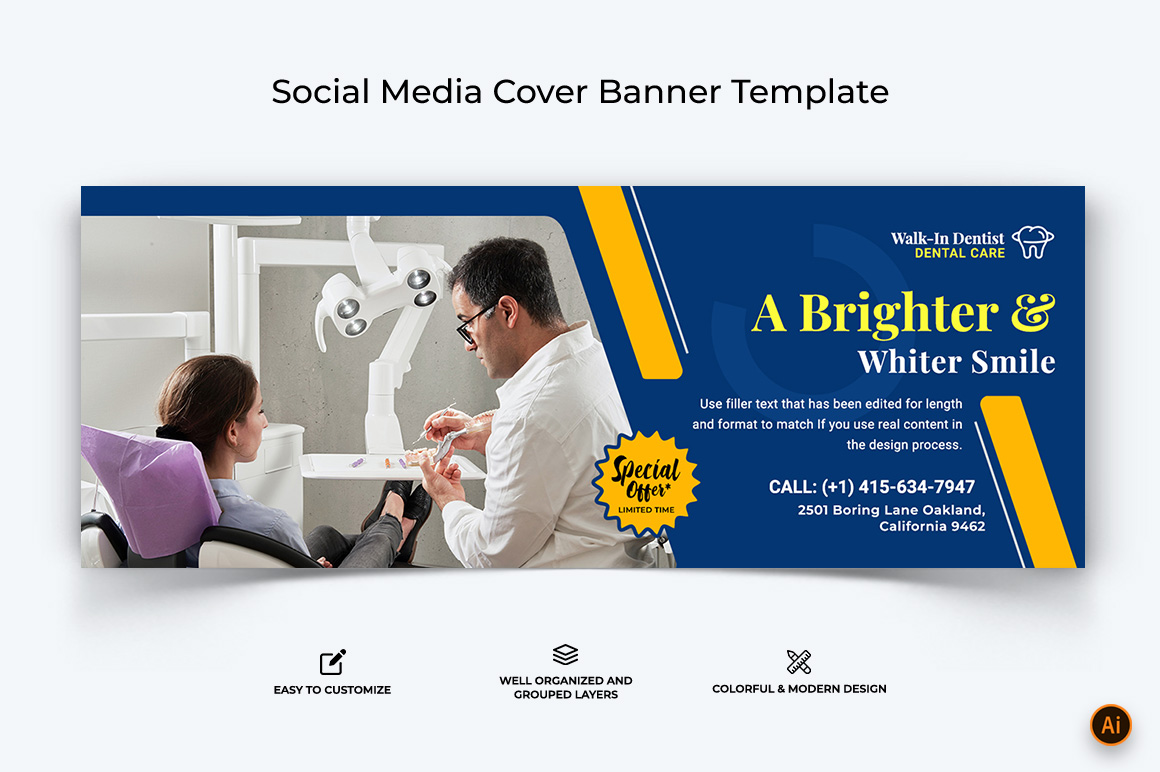 Dental Care Facebook Cover Banner Design-13