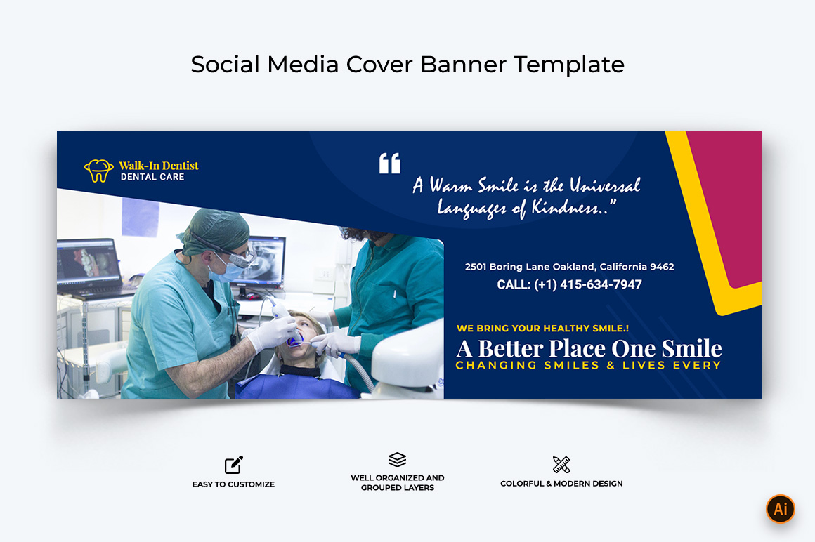 Dental Care Facebook Cover Banner Design-16