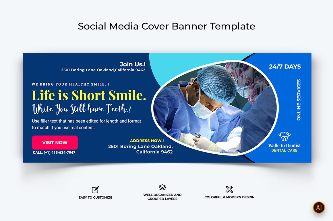 Dental Care Facebook Cover Banner Design-18