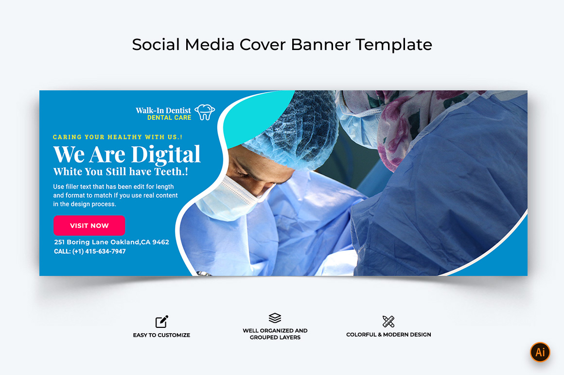 Dental Care Facebook Cover Banner Design-19