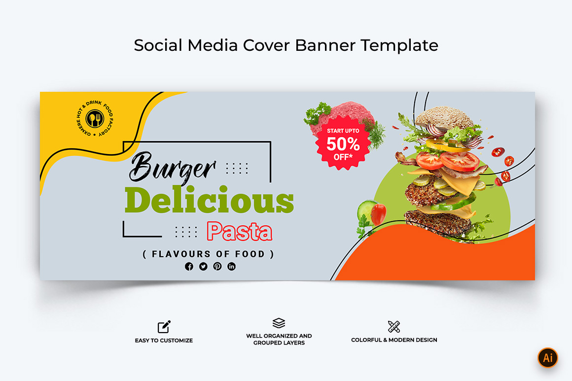 Food and Restaurant Facebook Cover Banner Design-11