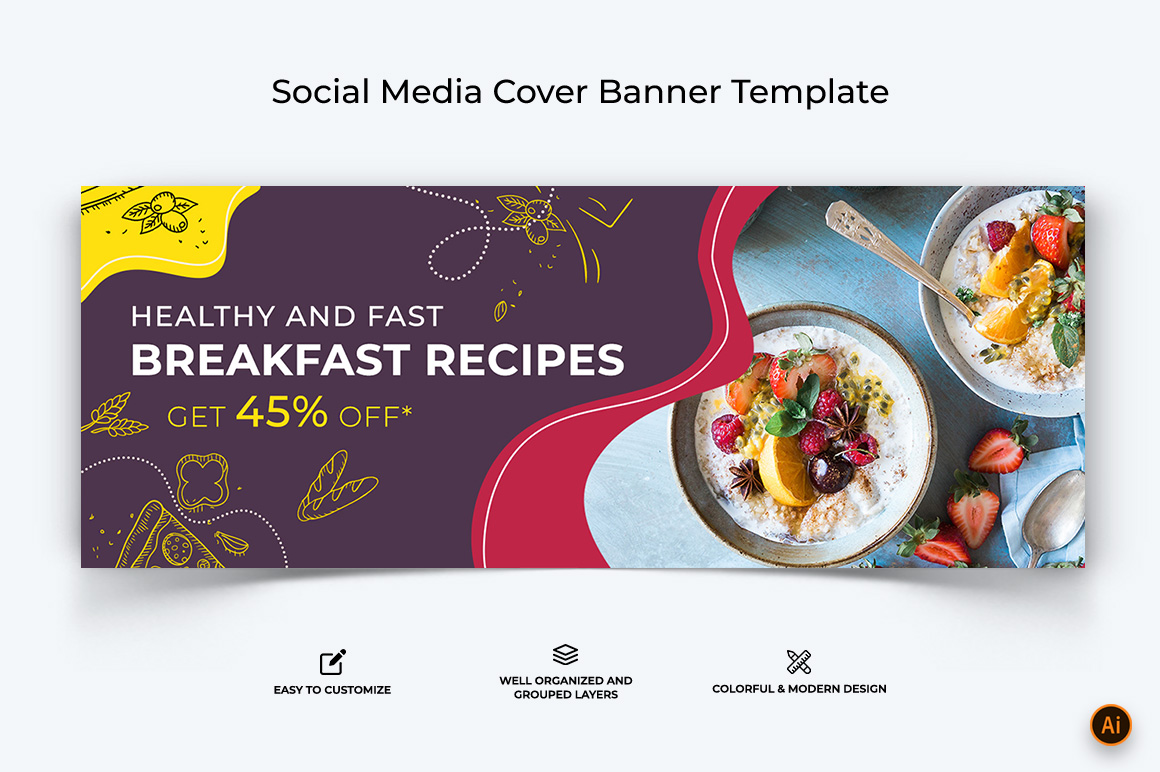 Food and Restaurant Facebook Cover Banner Design-17