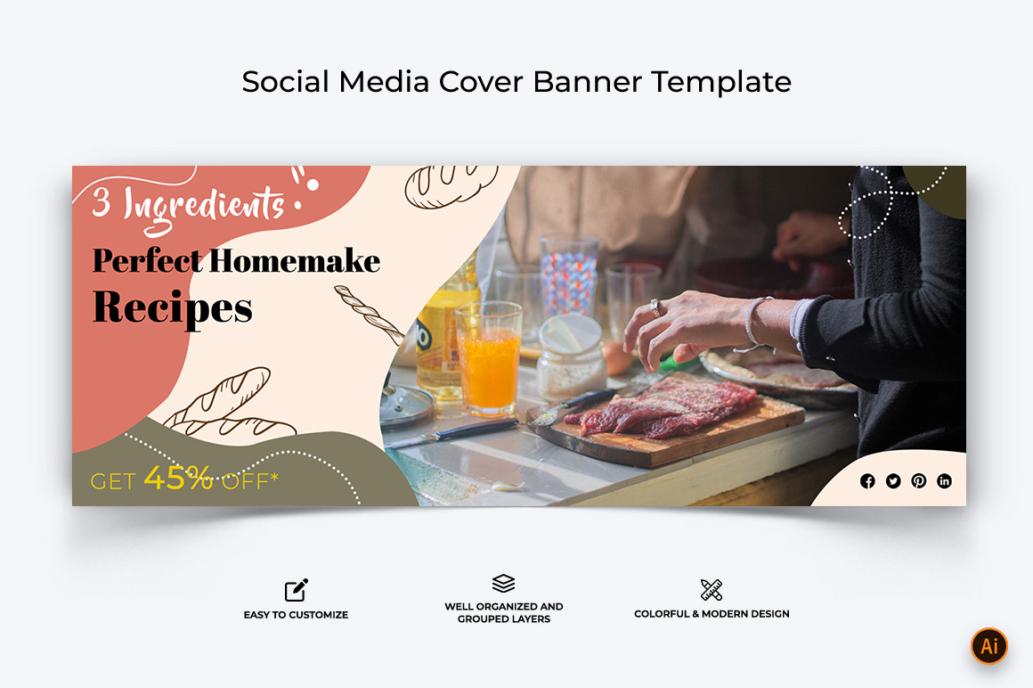 Food and Restaurant Facebook Cover Banner Design-26